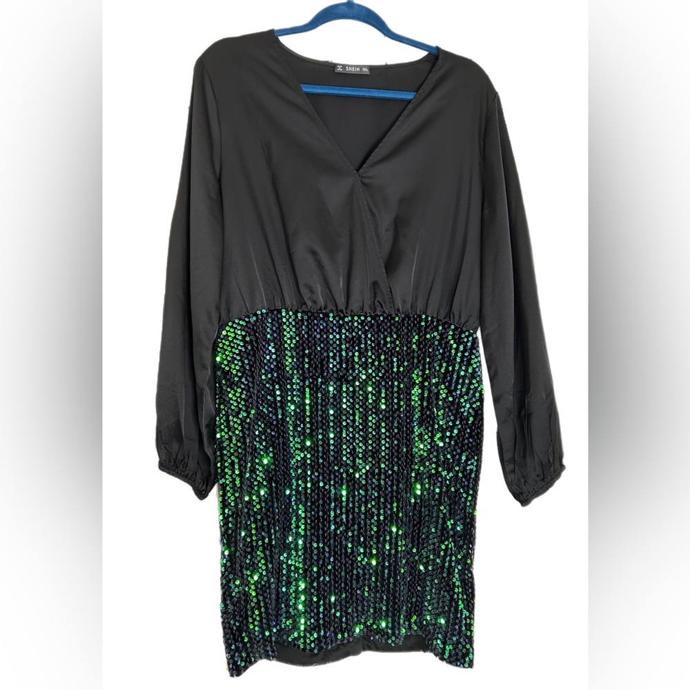 SHEIN | Plus Satin Bodice Sequin Dress